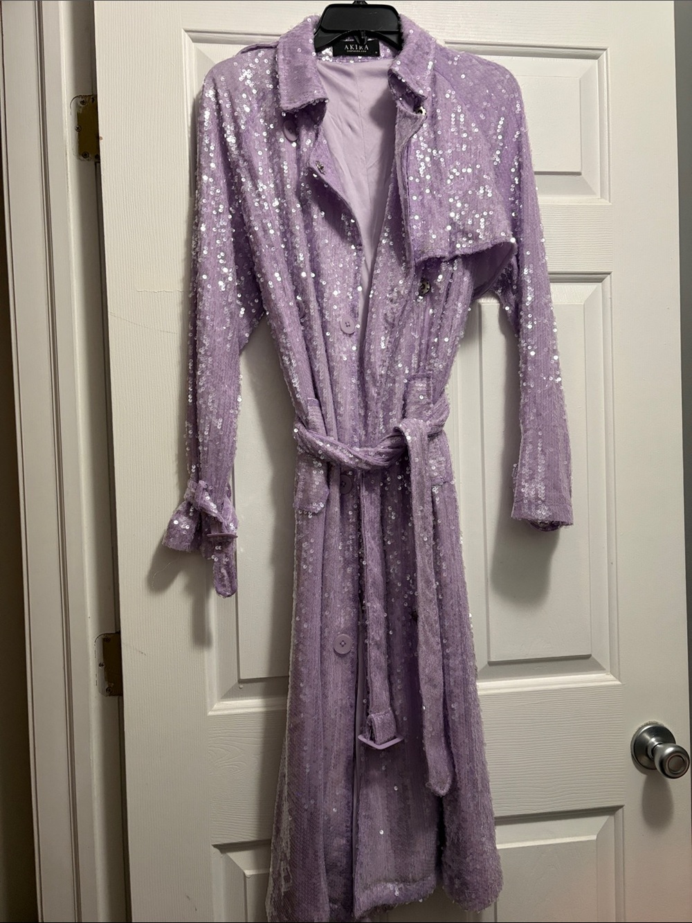 Akira Lavender Sequin Robe with Belt